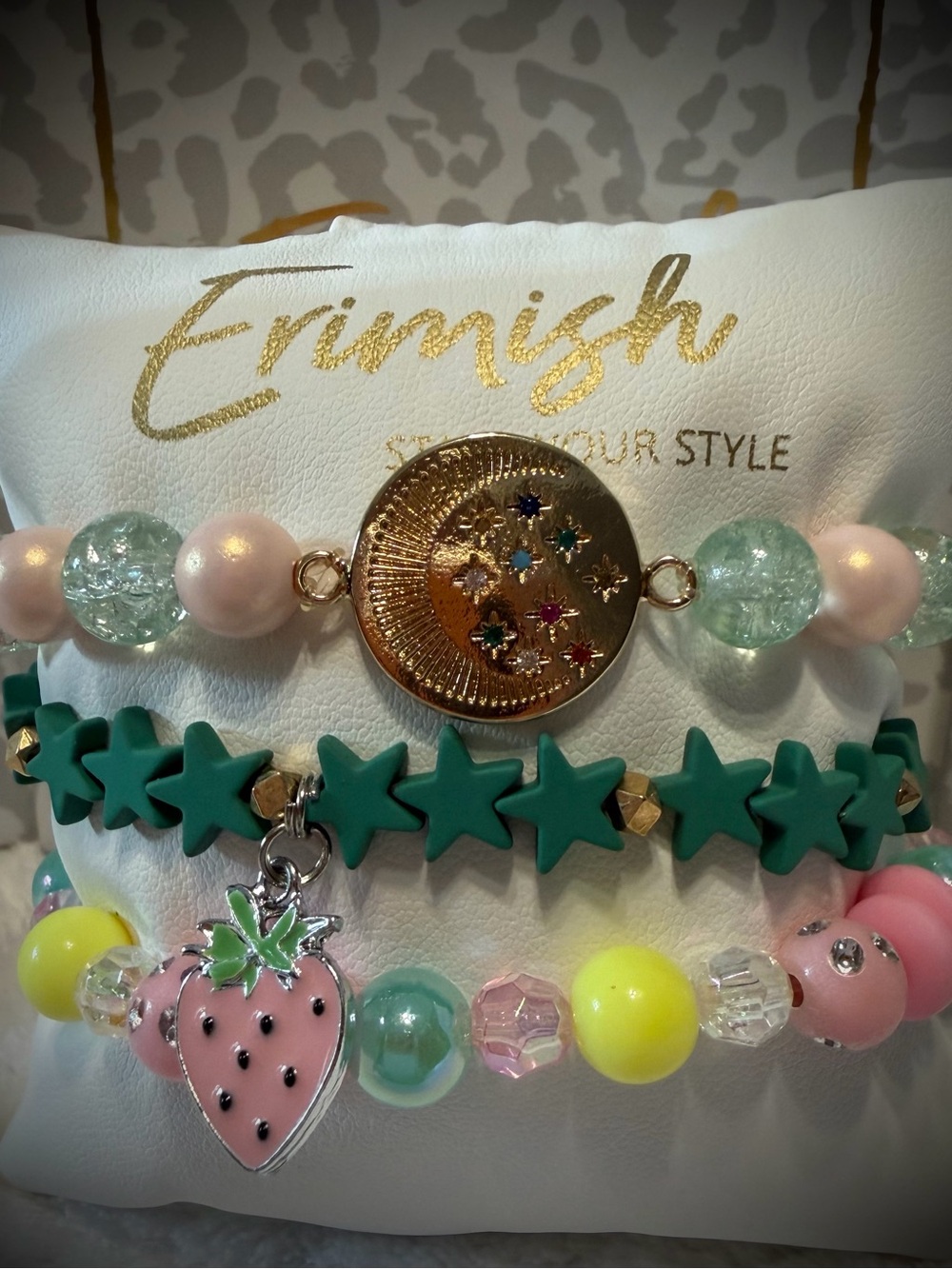 New ERIMISH Bracelets 3 Pc- Pink & Green - Custom Regular, Kids or Extended Size
